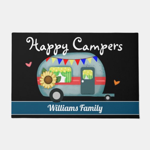Custom Family Name Happy Campers Doormat