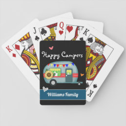 Custom Family Name Happy Campers Playing Cards