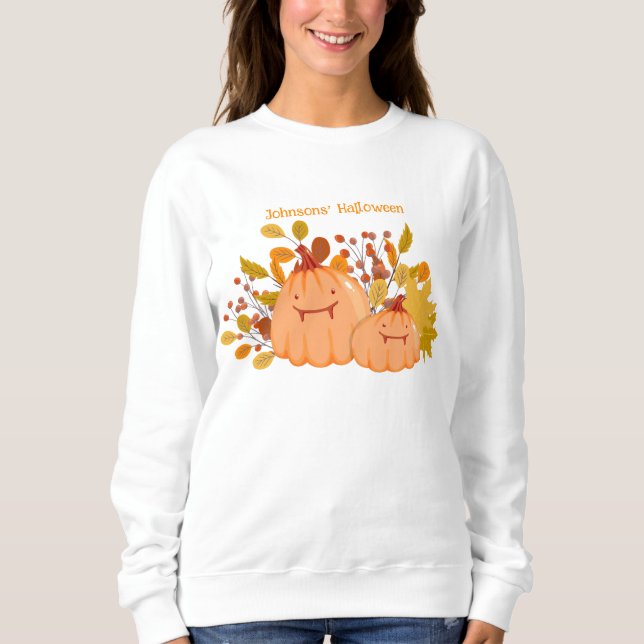 Custom Family Name Happy Halloween Sweatshirt (Front)