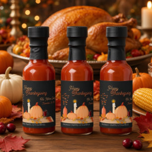 Custom Family Name Happy Thanksgiving Hot Sauces