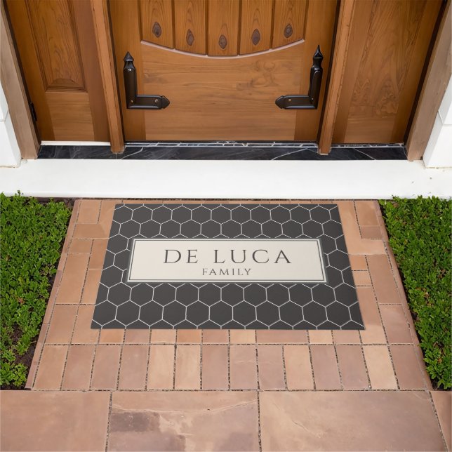 Custom Family Name Hexagon Pattern Doormat (Outdoor)