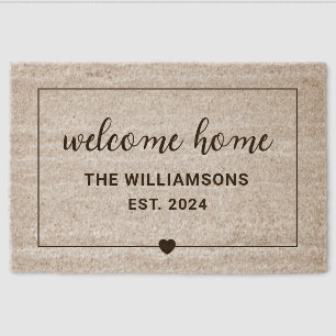 Custom Family Name Housewarming Gift Welcome Home Fiber Doormat