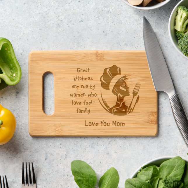 Custom Family Name I Chef I Love For Family Engraved Cutting Board (Kitchen Counter)