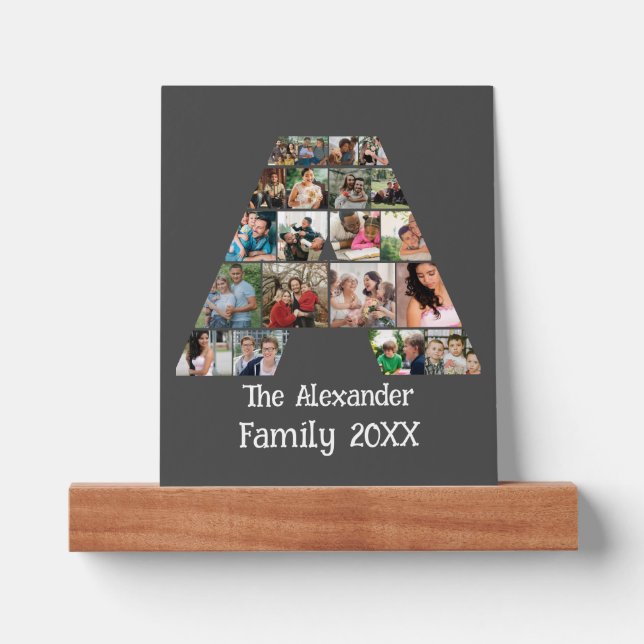 Custom Family Name Initial Monogram Photo Collage Picture Ledge (Front)