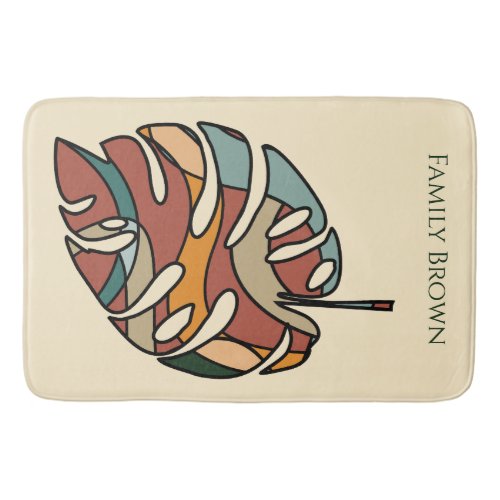 Custom Family Name Leaf Serene Savanna Bath Mat