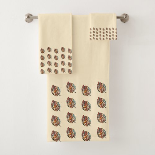 Custom Family Name Leaf Serene Savanna Bath Towel Set
