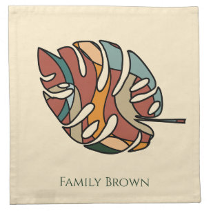 Custom Family Name Leaf Serene Savanna Cloth Napkin