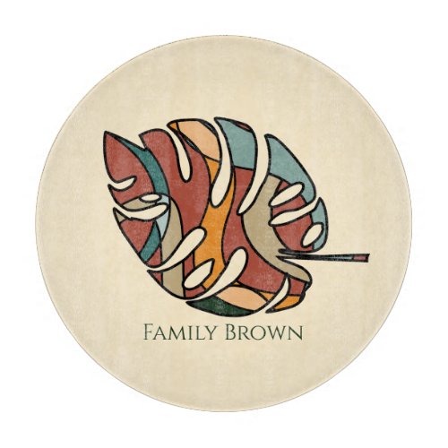 Custom Family Name Leaf Serene Savanna Cutting Board