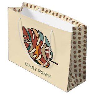 Custom Family Name Leaf Serene Savanna Large Gift Bag