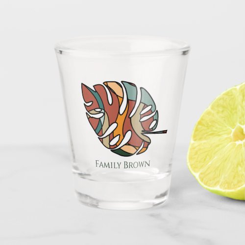 Custom Family Name Leaf Serene Savanna Shot Glass