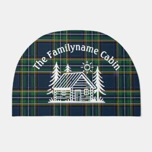 Custom Family Name Log Cabin Welcome Mat