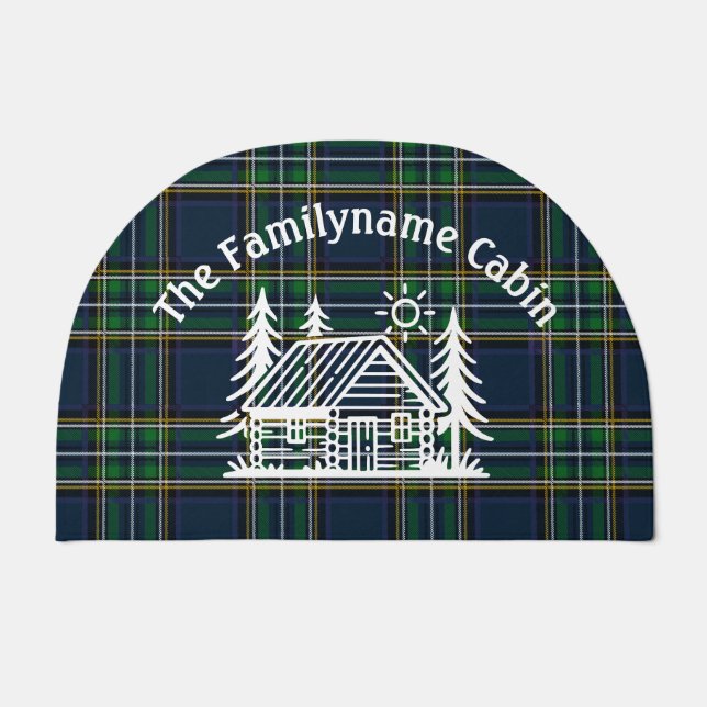 Custom Family Name Log Cabin Welcome Mat (Front)