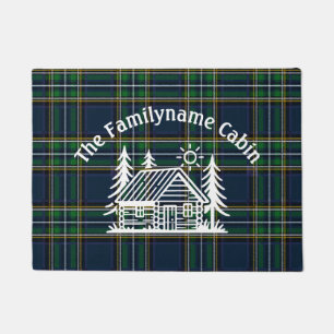 Custom Family Name Log Cabin Welcome Mat