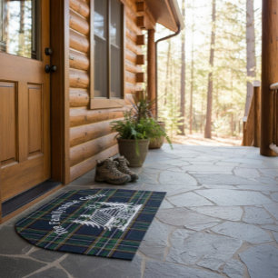 Custom Family Name Log Cabin Welcome Mat