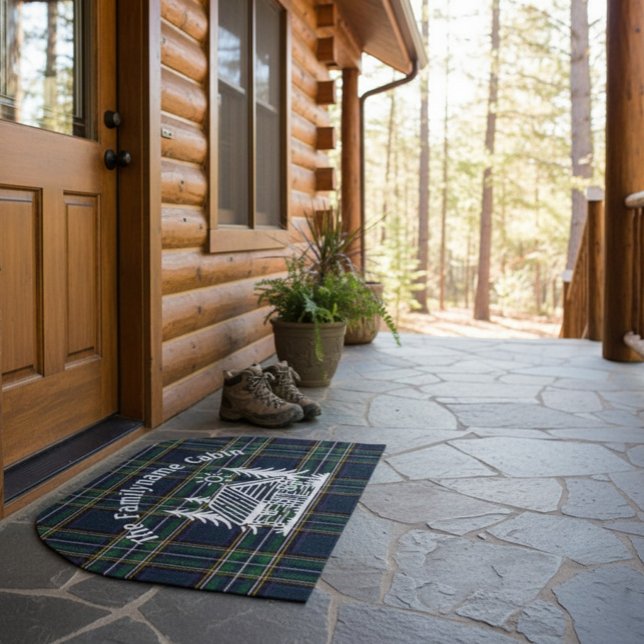 Custom Family Name Log Cabin Welcome Mat (Creator Uploaded)