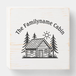 Custom Family Name Log Cabin Wooden Box Sign