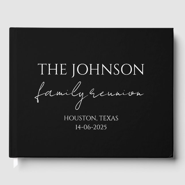  Custom Family Name Memory Black Family Reunion  Guest Book (Front)