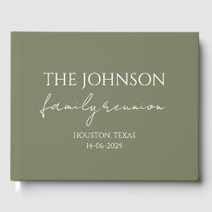 Custom Family Name Memory green Family Reunion Guest Book