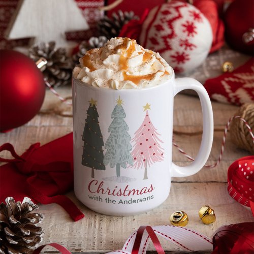Custom Family Name Modern Minimalist Christmas  Coffee Mug