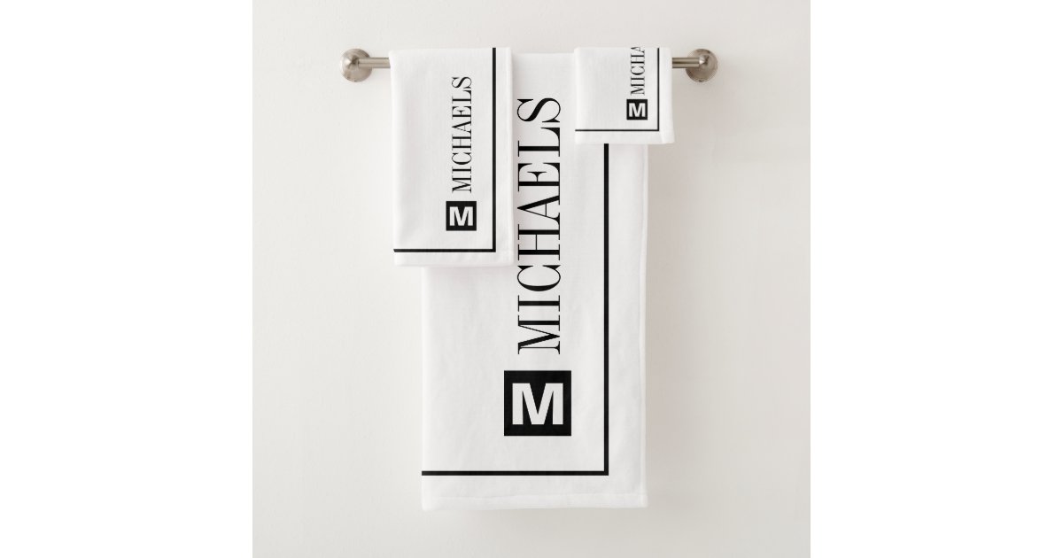 Custom family name monogram bathroom towel set | Zazzle