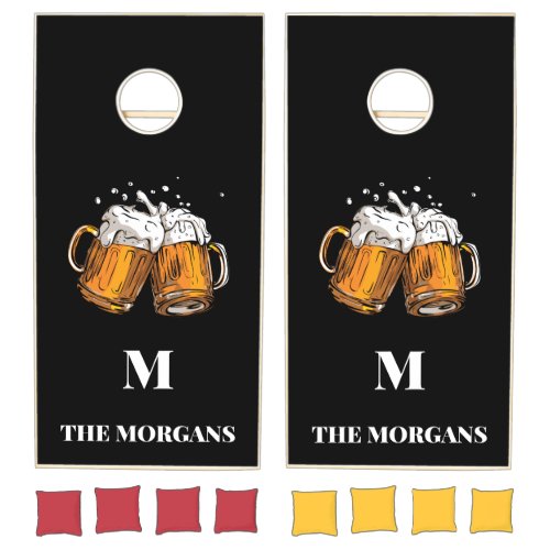 Custom Family Name  Monogram Beer themed  Cornhole Set