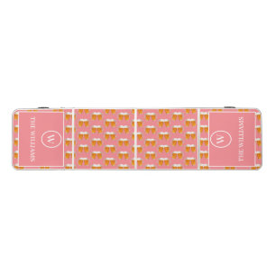Custom Family Name & Monogram Beer themed pink Pong Table