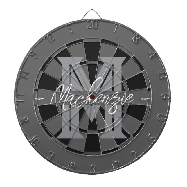 Custom Family Name Monogram Gray Dart Board (Front)