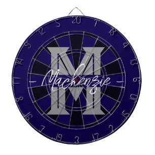Custom Family Name Monogram Gray Dart Board