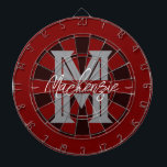 Custom Family Name Monogram Gray Dart Board<br><div class="desc">Gray background with monogram and family name in center of the board. Other colors available in the shop.</div>