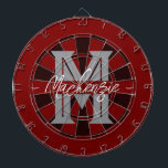 Custom Family Name Monogram Gray Dart Board<br><div class="desc">Gray background with monogram and family name in center of the board. Other colors available in the shop.</div>