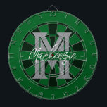 Custom Family Name Monogram Gray Dart Board<br><div class="desc">Gray background with monogram and family name in center of the board. Other colors available in the shop.</div>