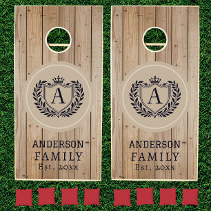 Custom Family Name Monogram Royal Crest Emblem Cornhole Set