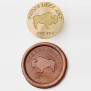 Custom Family Name Mountains Buffalo Bison Wax Sea Seal Stamp