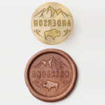 Custom Family Name Mountains Buffalo Bison Wax Seal Stamp<br><div class="desc">Custom Family Name Mountains Buffalo Bison Wax Seal Stamp</div>