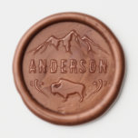 Custom Family Name Mountains Buffalo Bison Wax Seal Sticker<br><div class="desc">Custom Family Name Mountains Buffalo Bison Wax Seal Sticker</div>