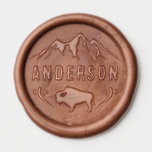 Custom Family Name Mountains Buffalo Bison Wax Seal Sticker<br><div class="desc">Custom Family Name Mountains Buffalo Bison Wax Seal Sticker</div>