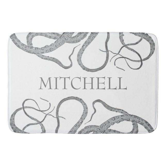 Custom family name nautical octopus kraken II Bathroom Mat (Front)