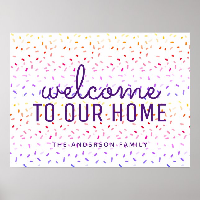 Custom Family Name Ombre Tins Pattern Welcome Poster (Front)