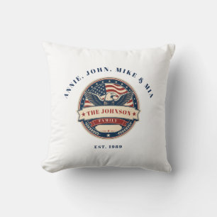 Custom Family Name Patriotic Eagle Family Throw Pi Pillow