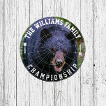 Custom Family Name Personalized Black Bear Photo Dart Board<br><div class="desc">Add your family name,  and easily create your personalized family name dartboard. Click the PERSONALIZE button to change the text color.</div>