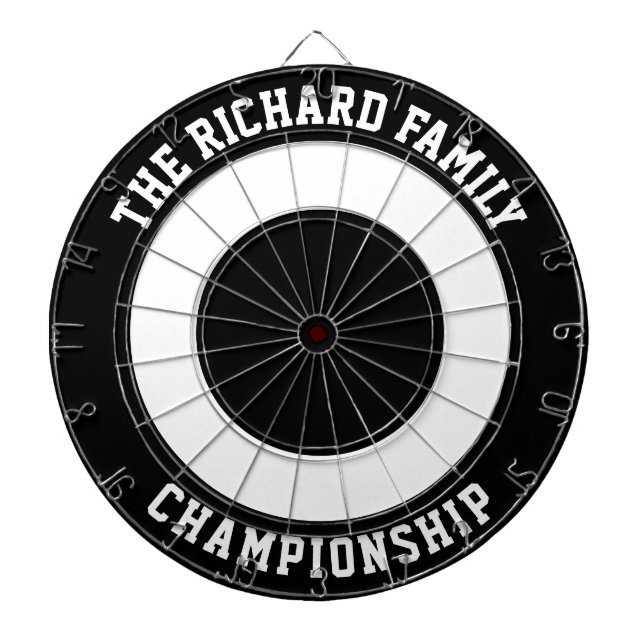 Custom Family Name Personalized Black Dartboard (Front)