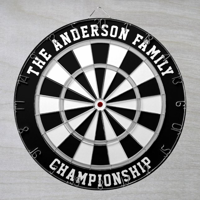 Custom Family Name Personalized Black Dartboard (Creator Uploaded)