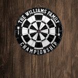 Custom Family Name Personalized Black White Dart Board<br><div class="desc">Add your family name,  and easily create your personalized family name dartboard. Click the PERSONALIZE button to change the text color or board colors.</div>