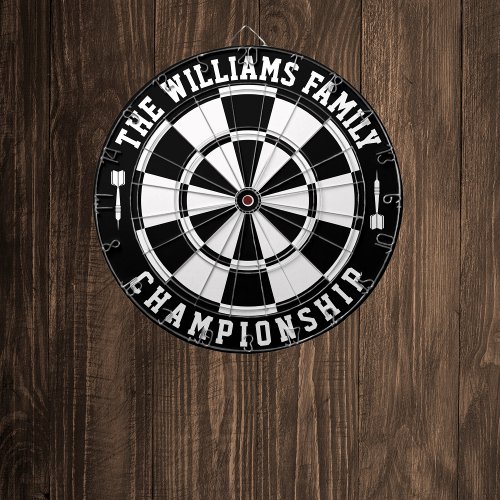 Custom Family Name Personalized Black White Dart Board