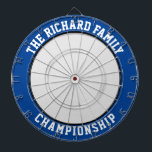 Custom Family Name Personalized Blue Dartboard<br><div class="desc">Custom Family Name Personalized Blue Dartboard Add a family name, and easily create your personalized family name dartboard. Click CUSTOMIZE to change the text color or board colors. You can TRANSFER this DESIGN on other Zazzle products and adjust it to fit most of the Zazzle items. Standard Studio designs are...</div>
