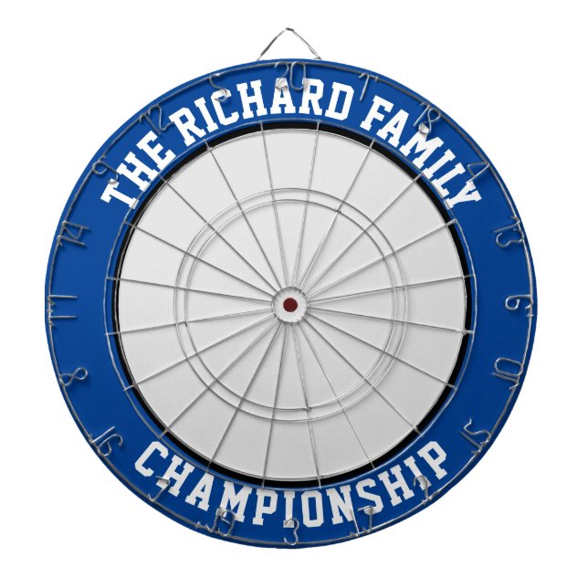 Custom Family Name Personalized Blue Dartboard (Front)