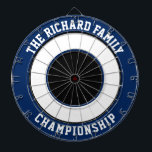 Custom Family Name Personalized Blue Dartboard<br><div class="desc">Custom Family Name Personalized Blue Dartboard Add a family name, and easily create your personalized family name dartboard. Click CUSTOMIZE to change the text color or board colors. You can TRANSFER this DESIGN on other Zazzle products and adjust it to fit most of the Zazzle items. Standard Studio designs are...</div>