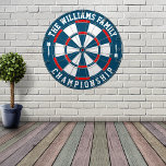 Custom Family Name Personalized Blue Red Dart Board<br><div class="desc">Add your family name,  and easily create your personalized family name dartboard. Click the PERSONALIZE button to change the text color or board colors.</div>