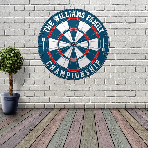 Custom Family Name Personalized Blue Red Dart Board