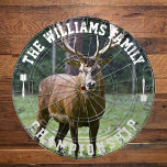 Custom Family Name Personalized Deer Photo Dart Board<br><div class="desc">Add your family name,  and easily create your personalized family name dartboard. Click the PERSONALIZE button to change the text color.</div>